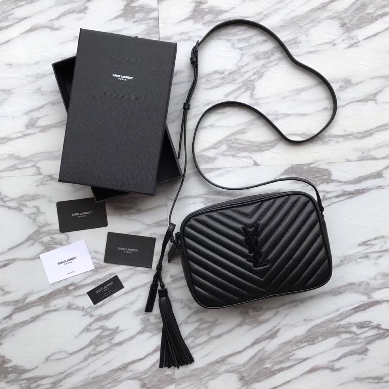 Saint Laurent Black Leather Shoulder Bag ( 23-16-6 cm) - PerfectKickZ