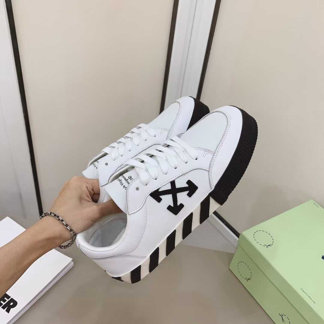 Off White Canvas Vulcanized Low Sneakers - PerfectKickZ