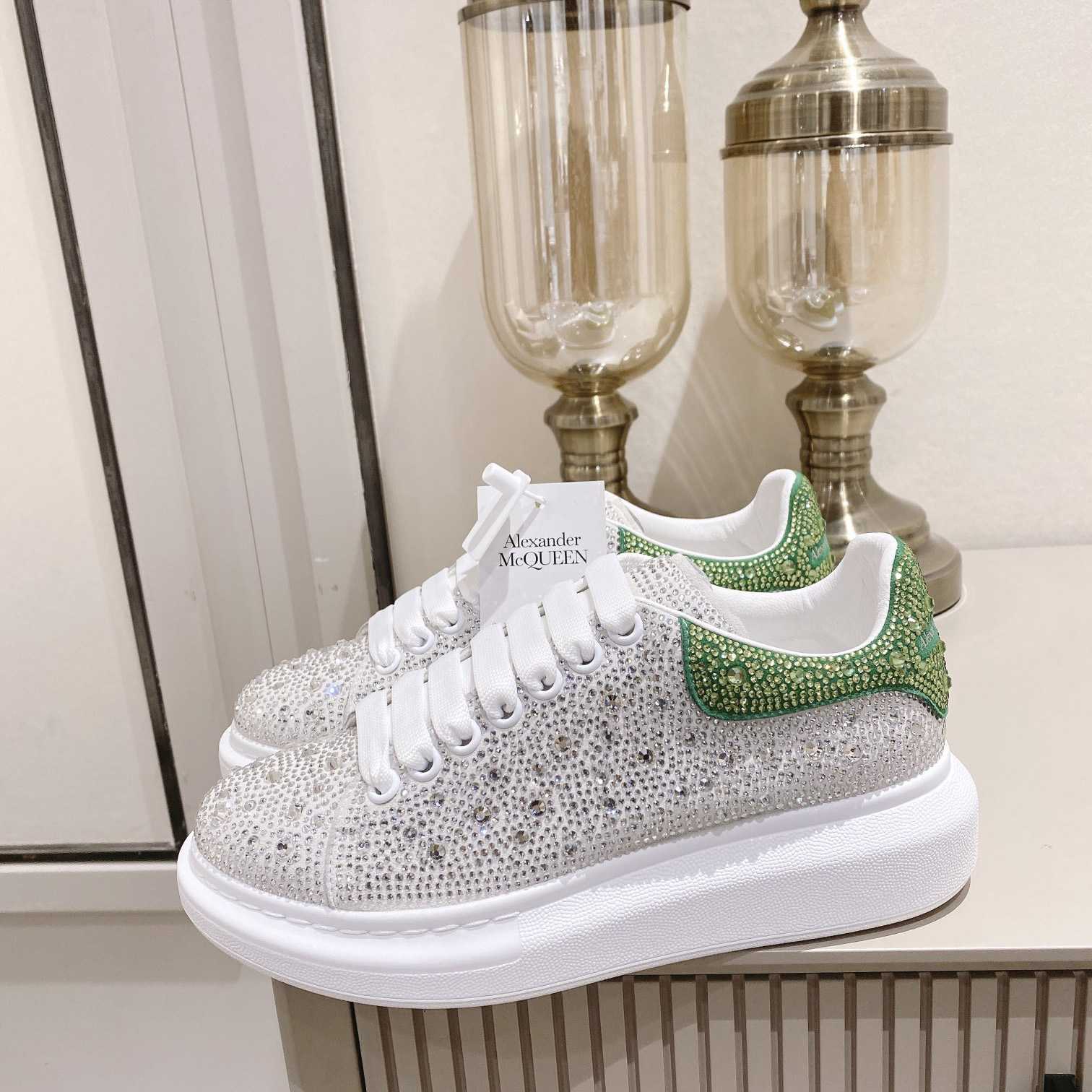 Alexander Mqueen Women's  Oversized Sneaker In White/Acid Green - PerfectKickZ