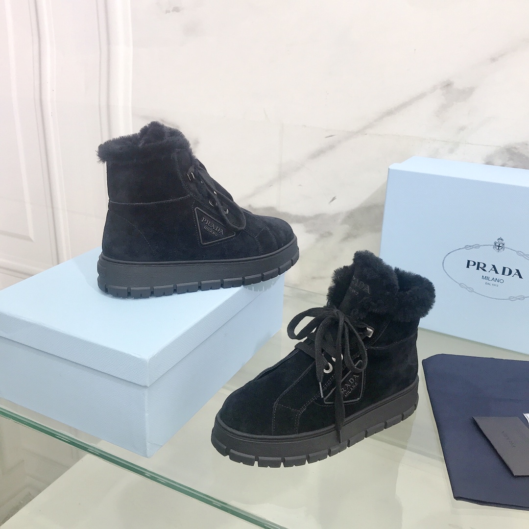 Prada Nylon Gabardine Lace-Up Booties - PerfectKickZ