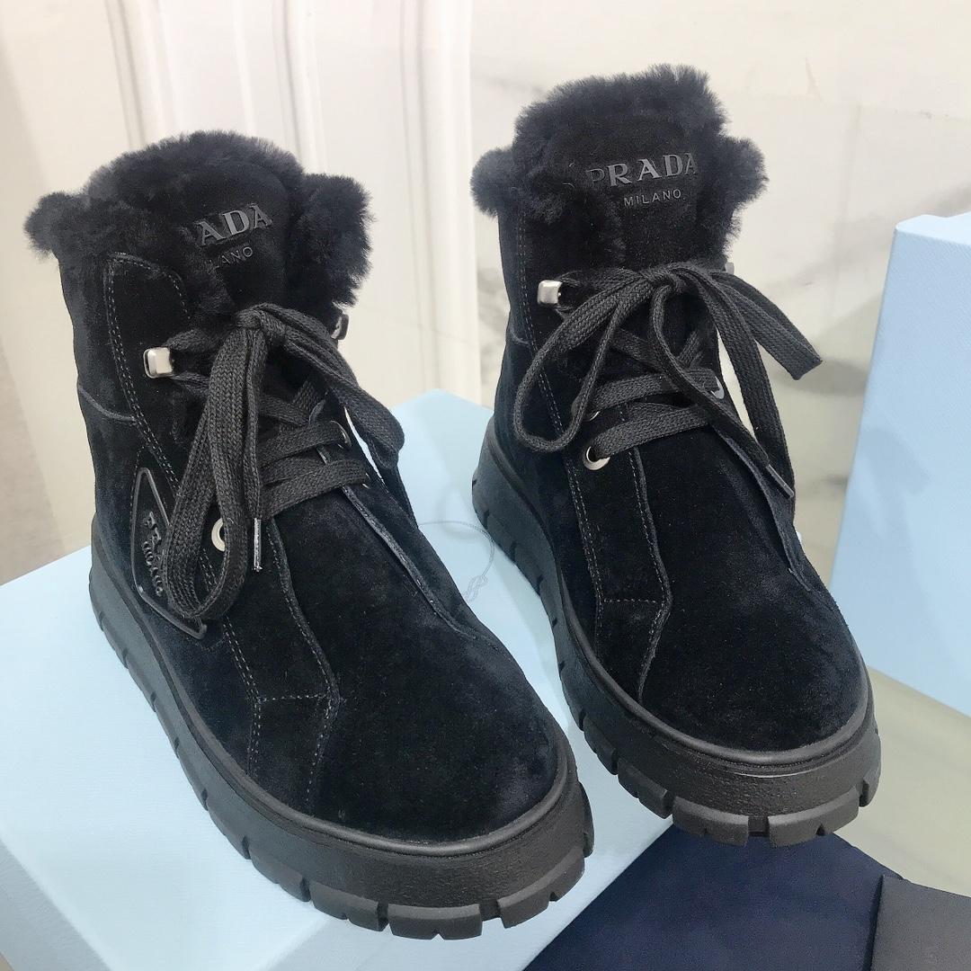 Prada Nylon Gabardine Lace-Up Booties - PerfectKickZ