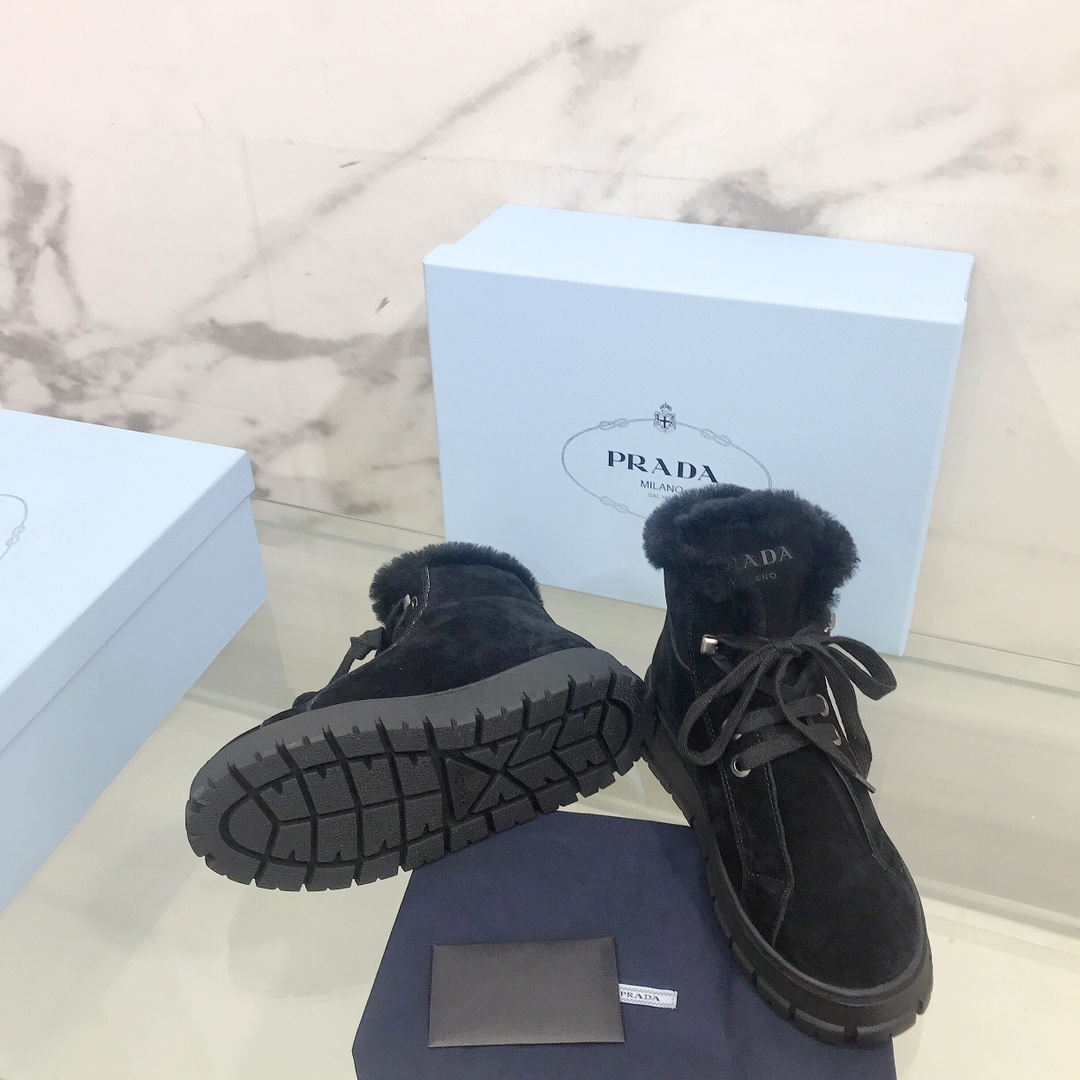 Prada Nylon Gabardine Lace-Up Booties - PerfectKickZ