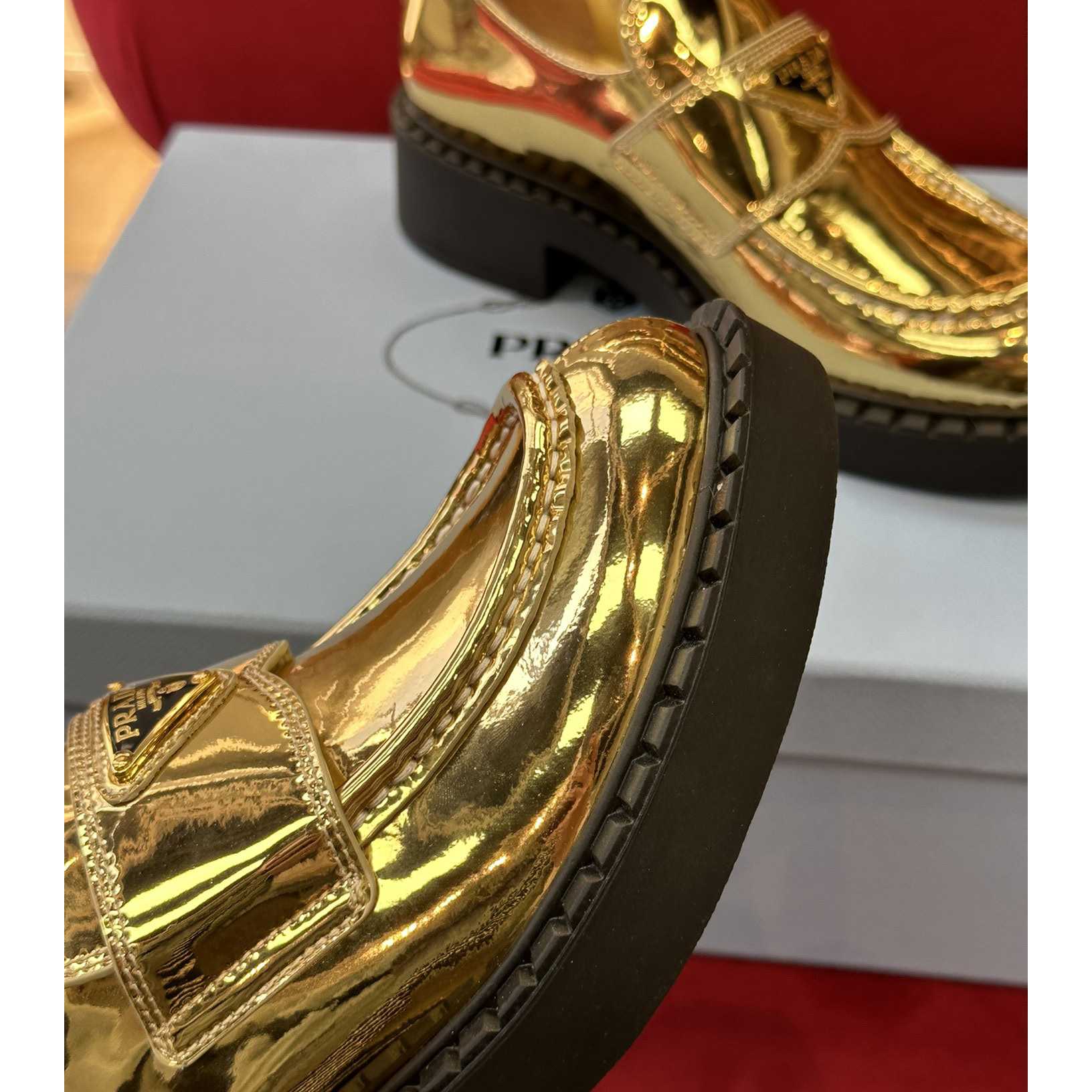 Prada Metallic Leather Loafers - PerfectKickZ