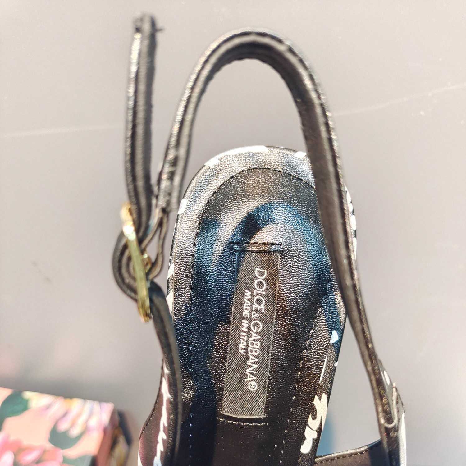 Dolce & Gabbana Calfskin Slingbacks With Logo Print - PerfectKickZ