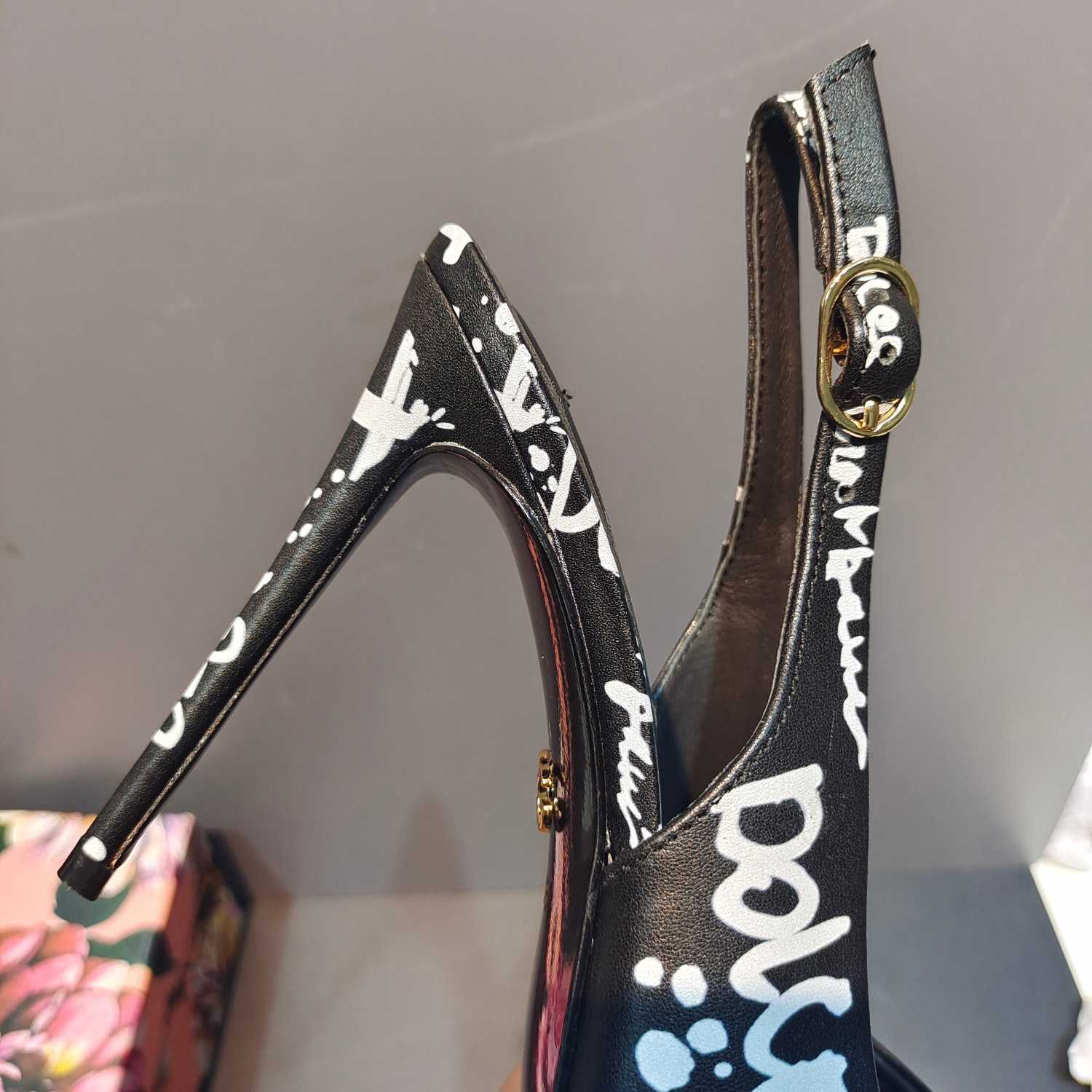 Dolce & Gabbana Calfskin Slingbacks With Logo Print - PerfectKickZ