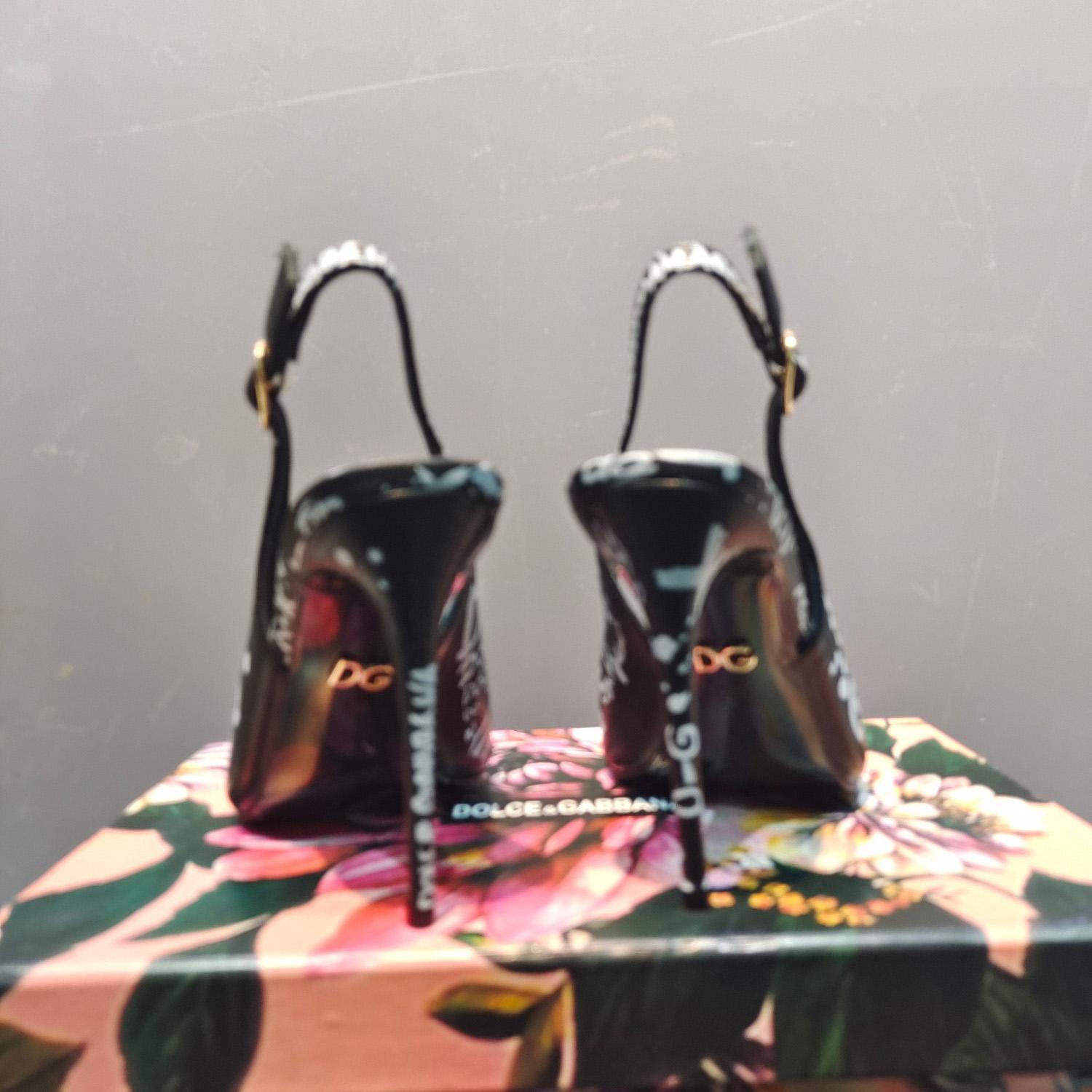 Dolce & Gabbana Calfskin Slingbacks With Logo Print - PerfectKickZ