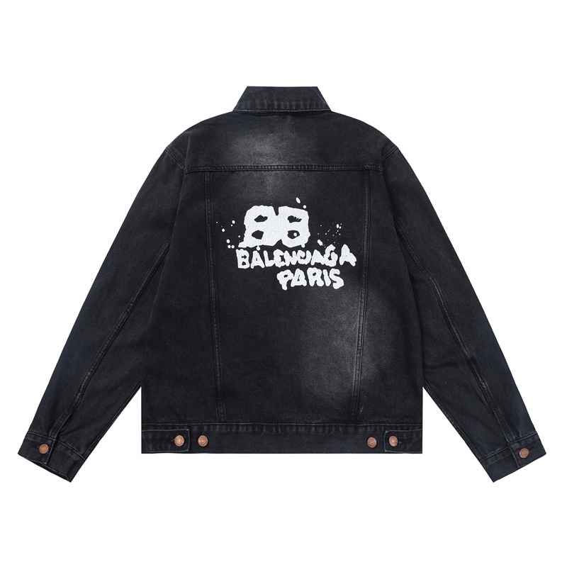 Balenciaga Hand Drawn BB Icon Oversized Jacket In Black - PerfectKickZ