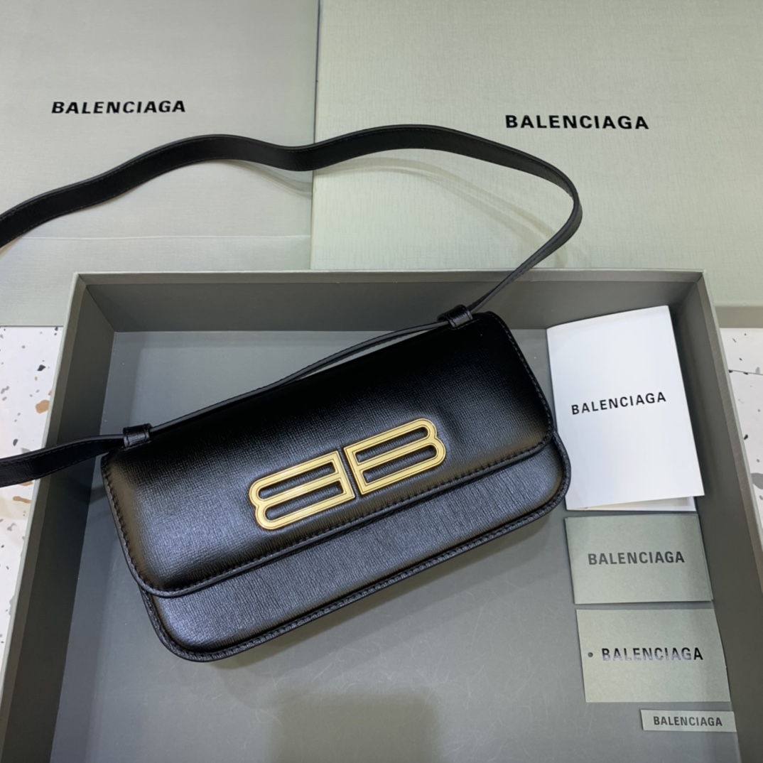 Balenciaga Women's Gossip Small Bag In Stripe Embossed Calfskin In Black(23.5-12.4-10.4cm) - PerfectKickZ