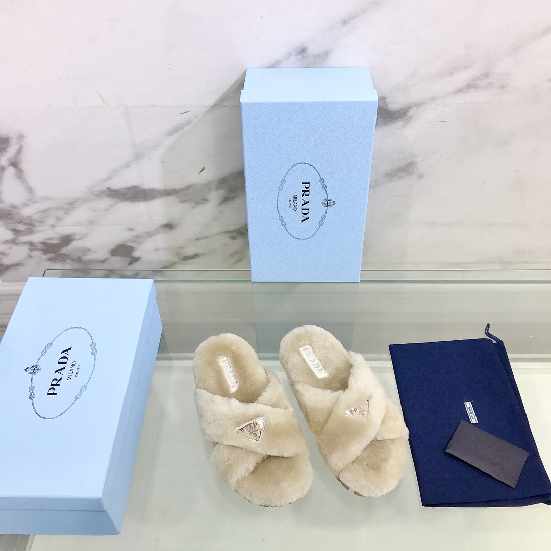Prada Shearling Sandals - PerfectKickZ