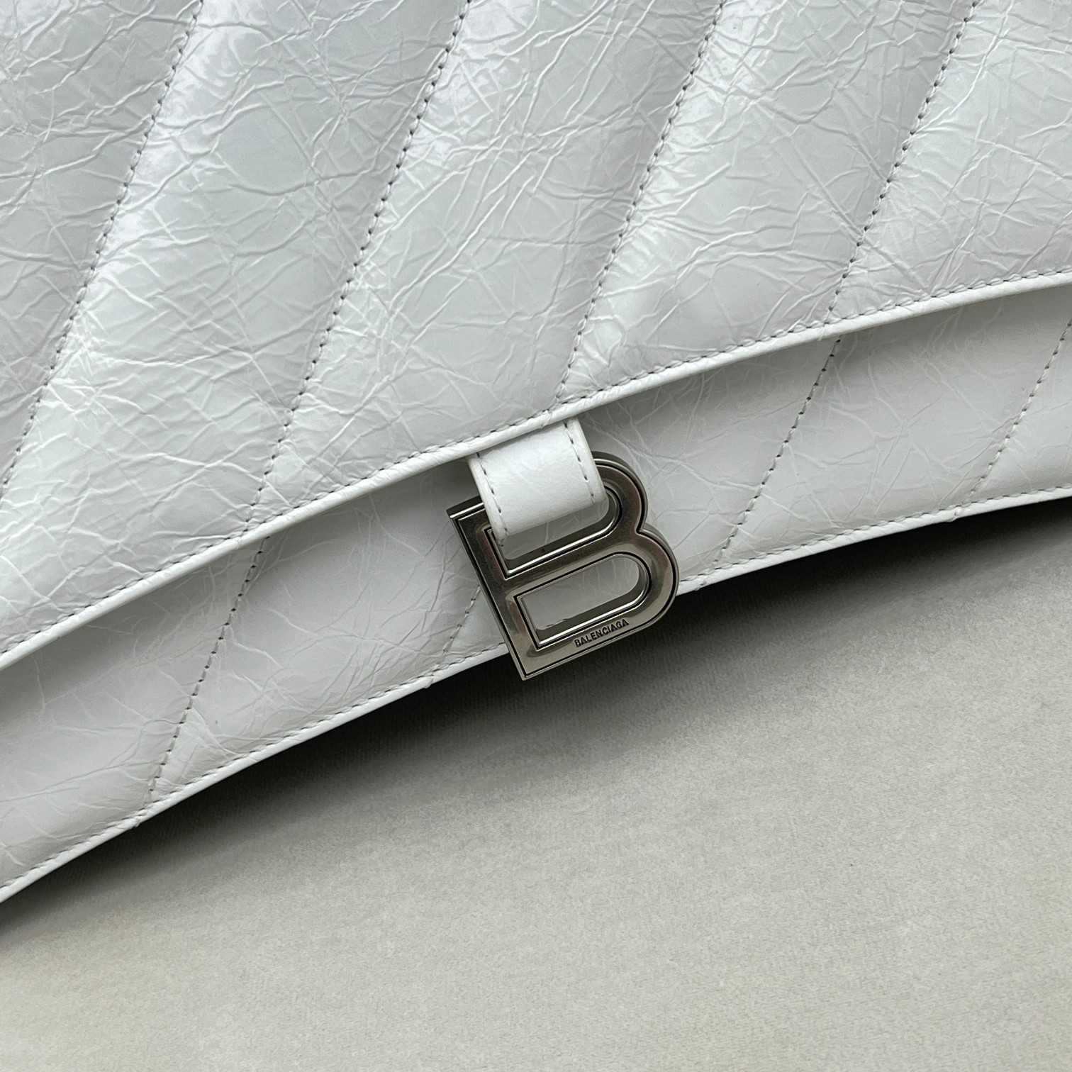 Balenciaga Women's Crush Medium Chain Bag Quilted In Optic White(31-20-12cm) - PerfectKickZ