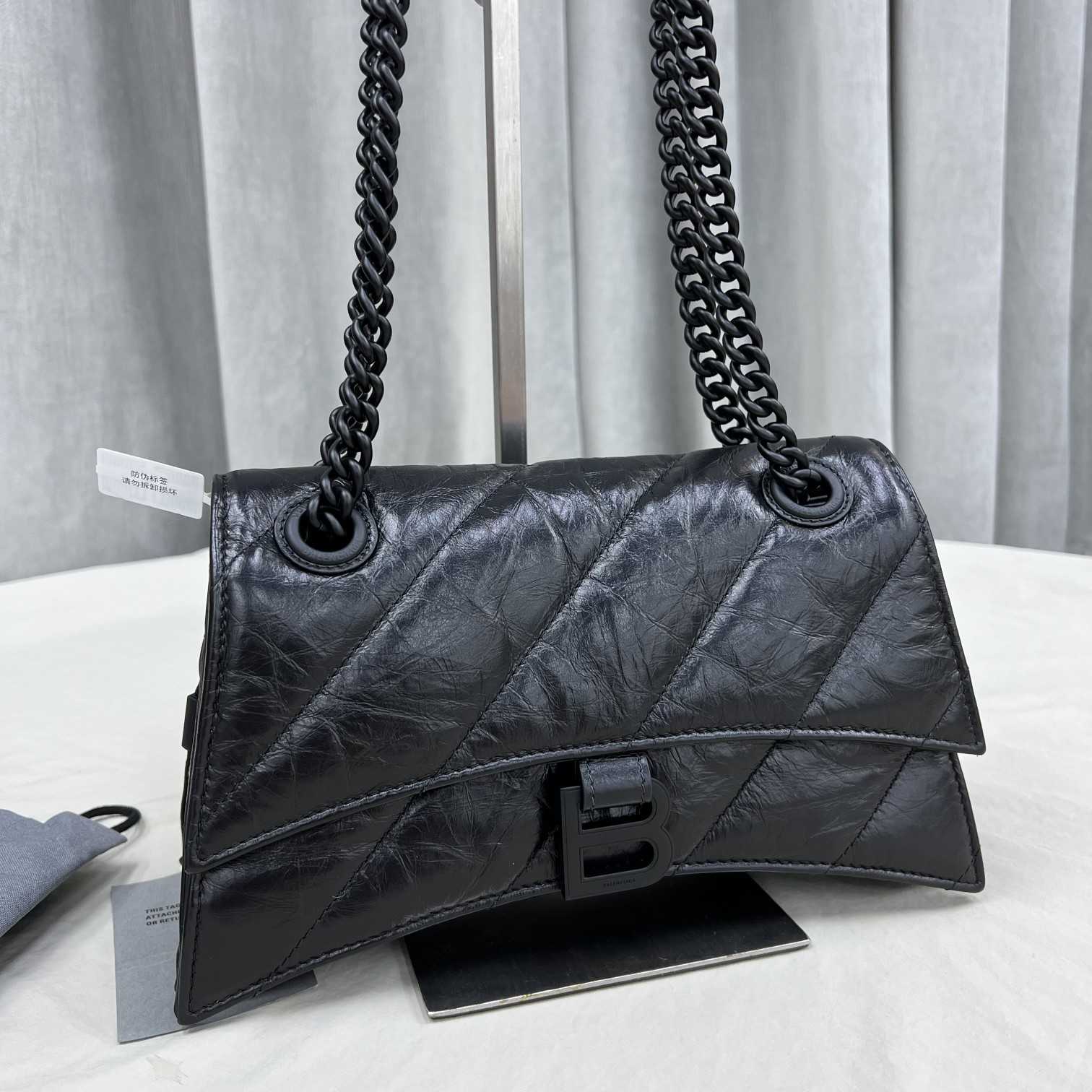 Balenciaga Women's Crush Small Chain Bag Quilted In Black(25-15-9.5cm) - PerfectKickZ
