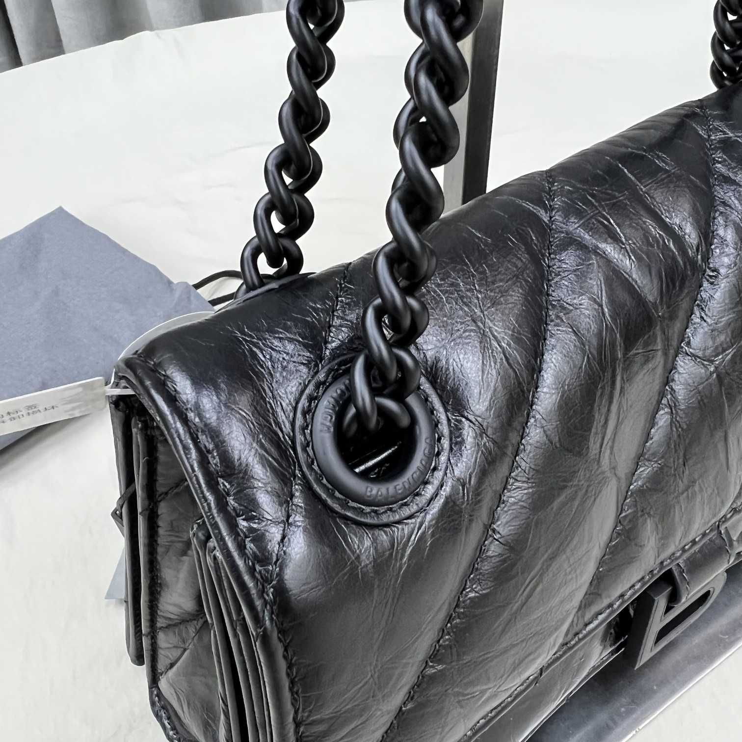 Balenciaga Women's Crush Small Chain Bag Quilted In Black(25-15-9.5cm) - PerfectKickZ