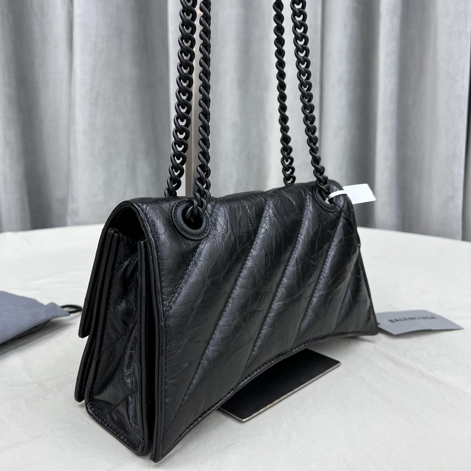 Balenciaga Women's Crush Small Chain Bag Quilted In Black(25-15-9.5cm) - PerfectKickZ