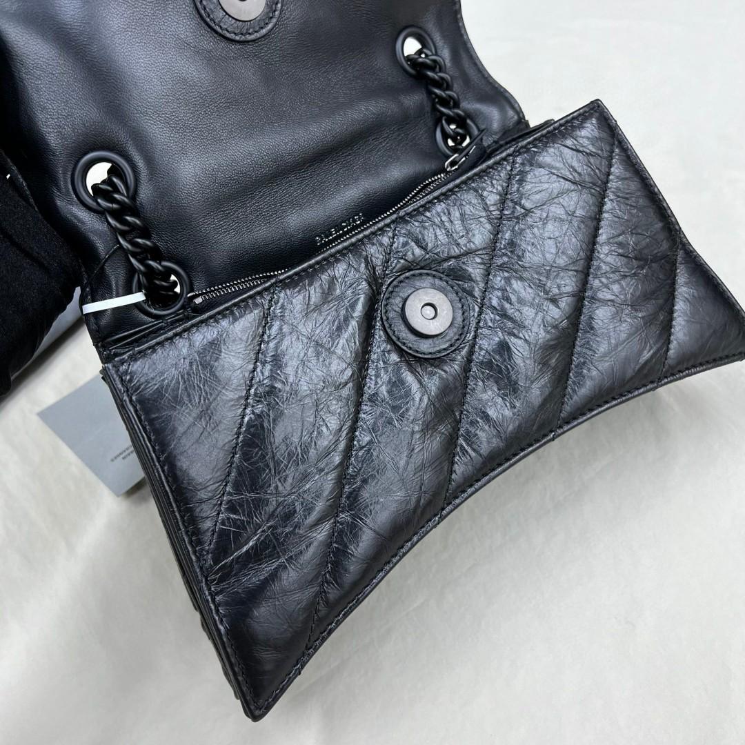 Balenciaga Women's Crush Small Chain Bag Quilted In Black(25-15-9.5cm) - PerfectKickZ