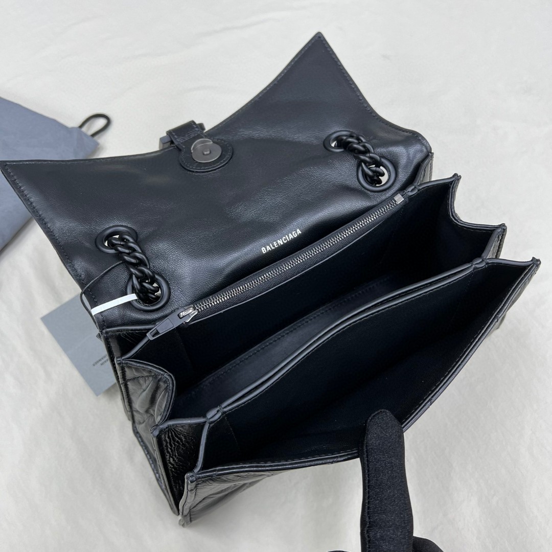 Balenciaga Women's Crush Small Chain Bag Quilted In Black(25-15-9.5cm) - PerfectKickZ