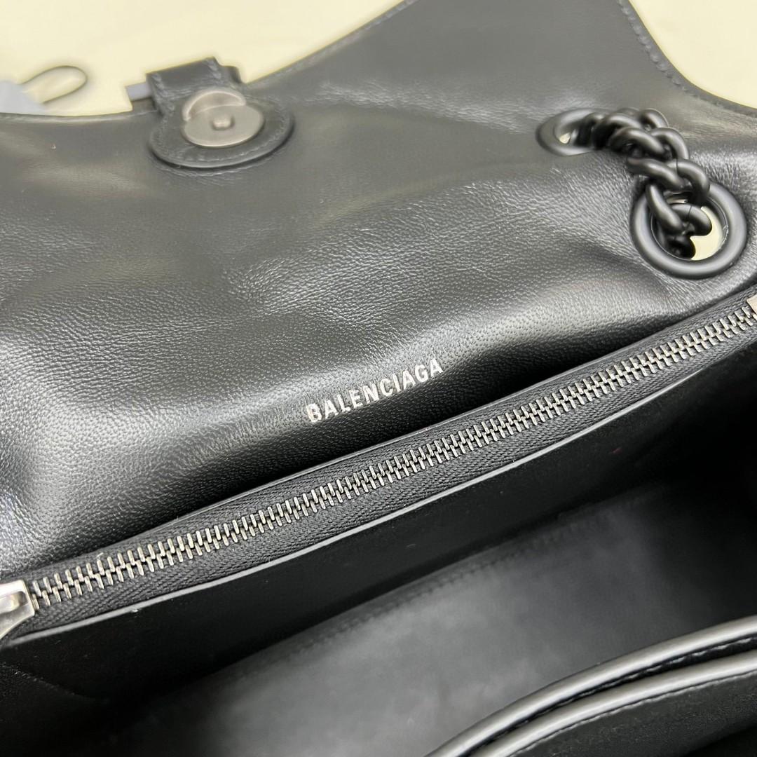 Balenciaga Women's Crush Small Chain Bag Quilted In Black(25-15-9.5cm) - PerfectKickZ