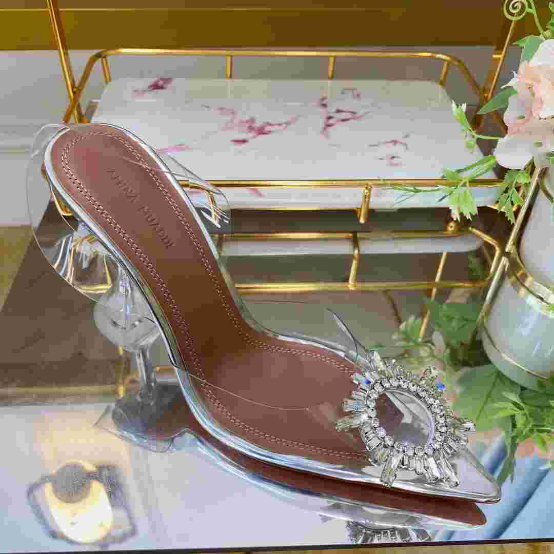Amina Muaddi Begum 90mm 'Glass' Slingback Pumps - PerfectKickZ