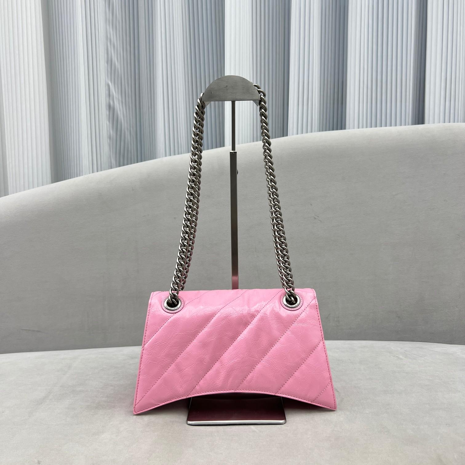 Balenciaga Women's Crush Small Chain Bag Quilted In Pink(25-15-9.5cm) - PerfectKickZ