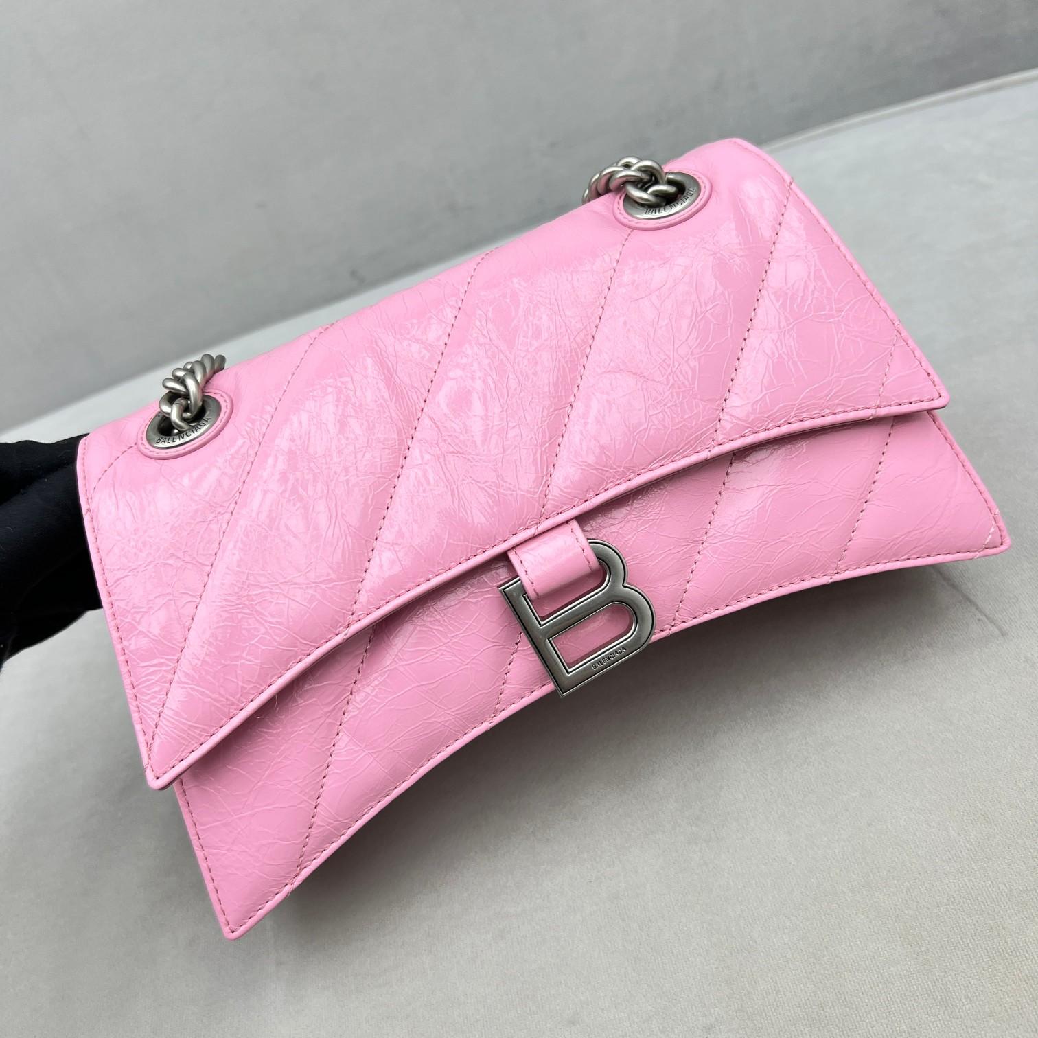 Balenciaga Women's Crush Small Chain Bag Quilted In Pink(25-15-9.5cm) - PerfectKickZ