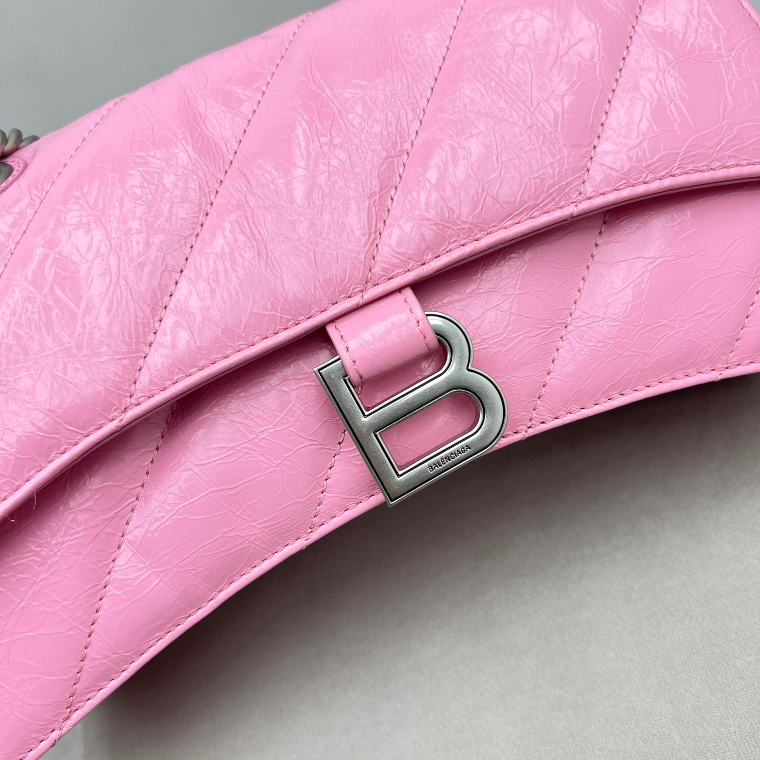 Balenciaga Women's Crush Small Chain Bag Quilted In Pink(25-15-9.5cm) - PerfectKickZ