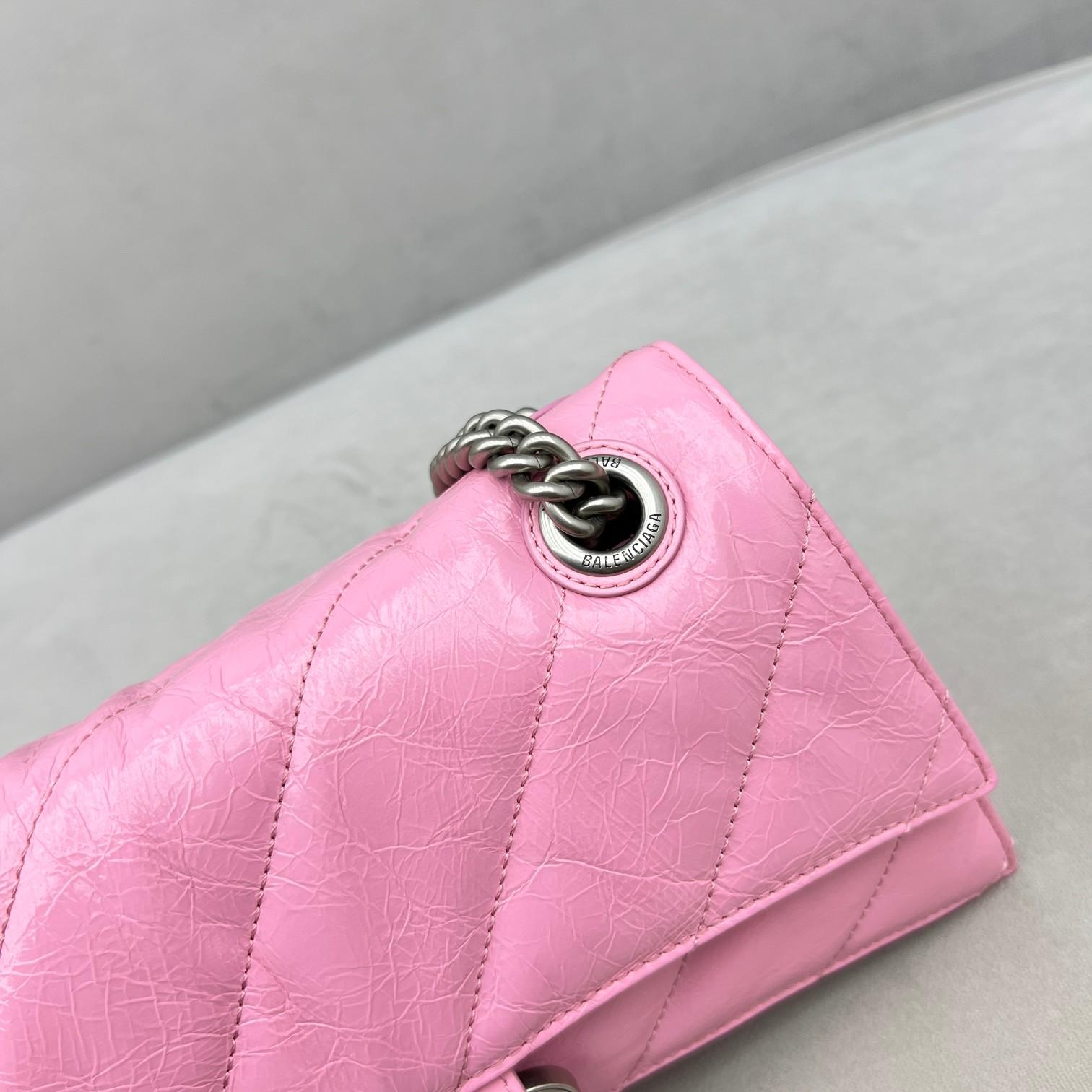 Balenciaga Women's Crush Small Chain Bag Quilted In Pink(25-15-9.5cm) - PerfectKickZ