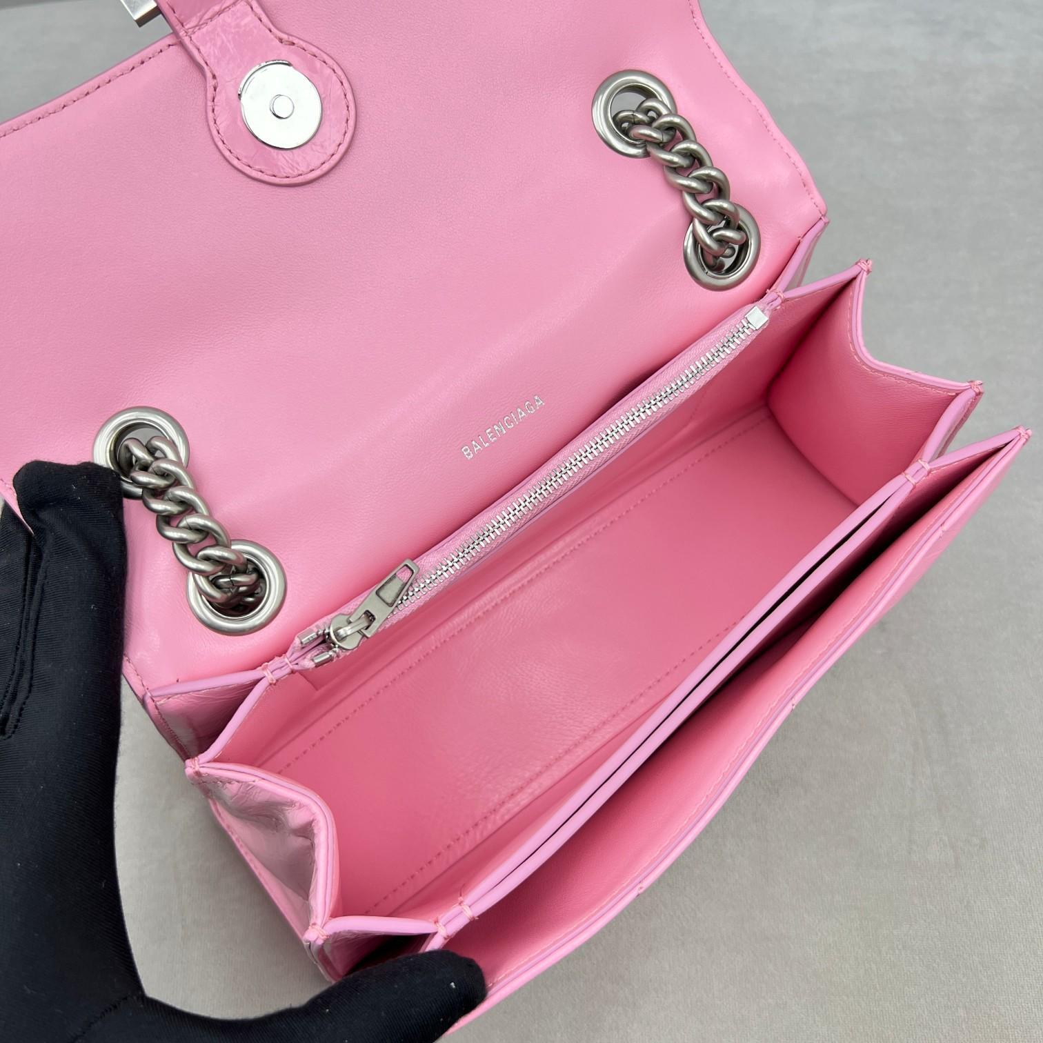 Balenciaga Women's Crush Small Chain Bag Quilted In Pink(25-15-9.5cm) - PerfectKickZ