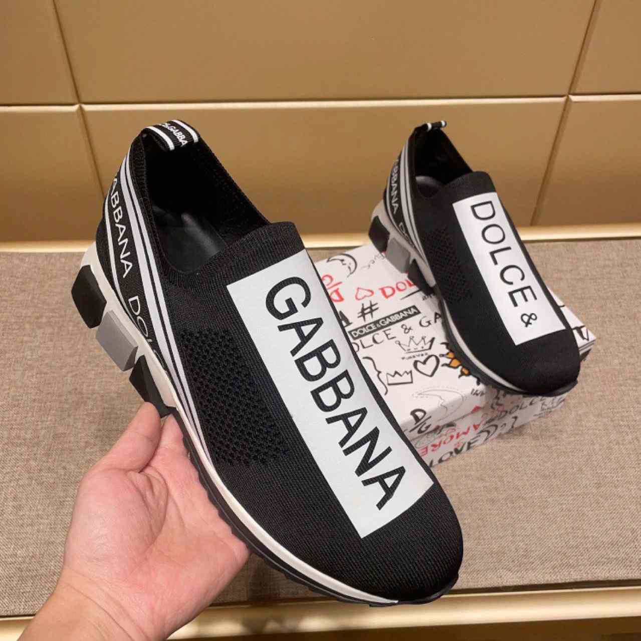 Dolce & Gabbana Stretch Jersey Sorrento Sneakers With Logo - PerfectKickZ