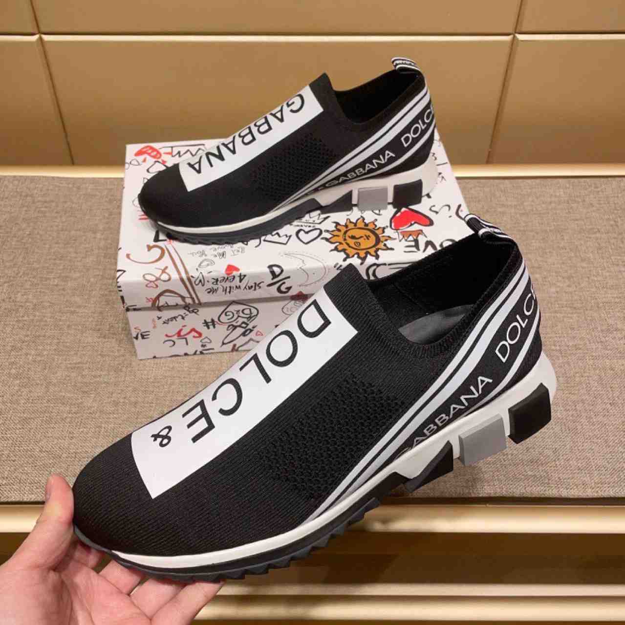Dolce & Gabbana Stretch Jersey Sorrento Sneakers With Logo - PerfectKickZ
