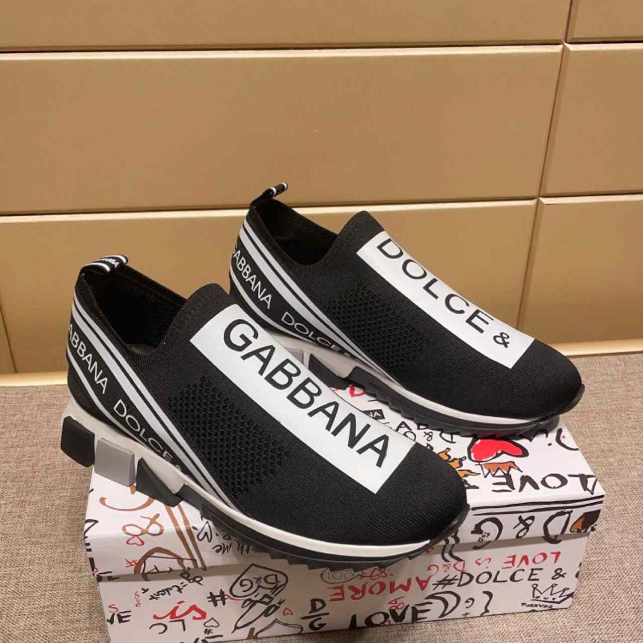 Dolce & Gabbana Stretch Jersey Sorrento Sneakers With Logo - PerfectKickZ