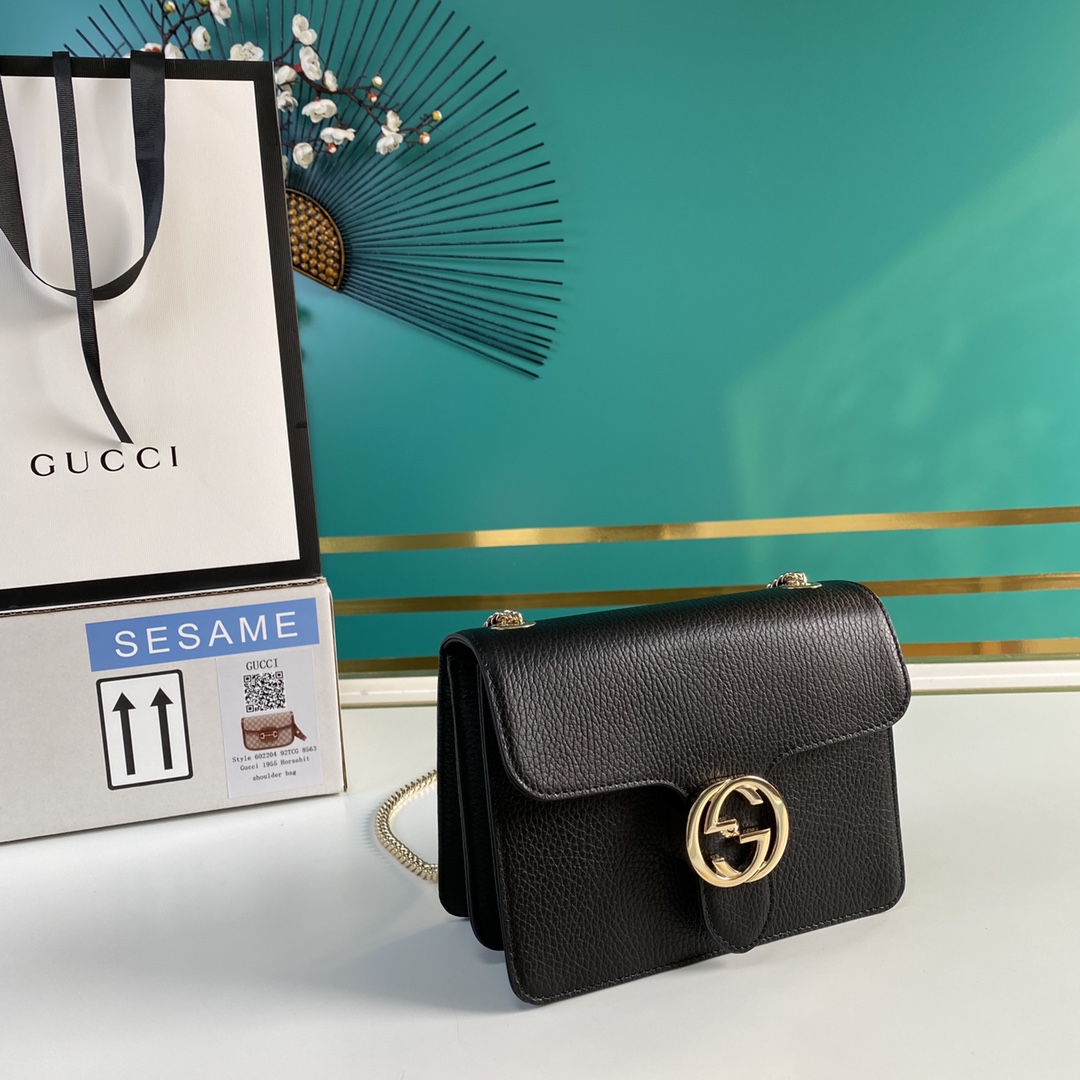 Gucci Interlocking Leather Crossbody Bag(20-15-7.5cm)   510304 - PerfectKickZ
