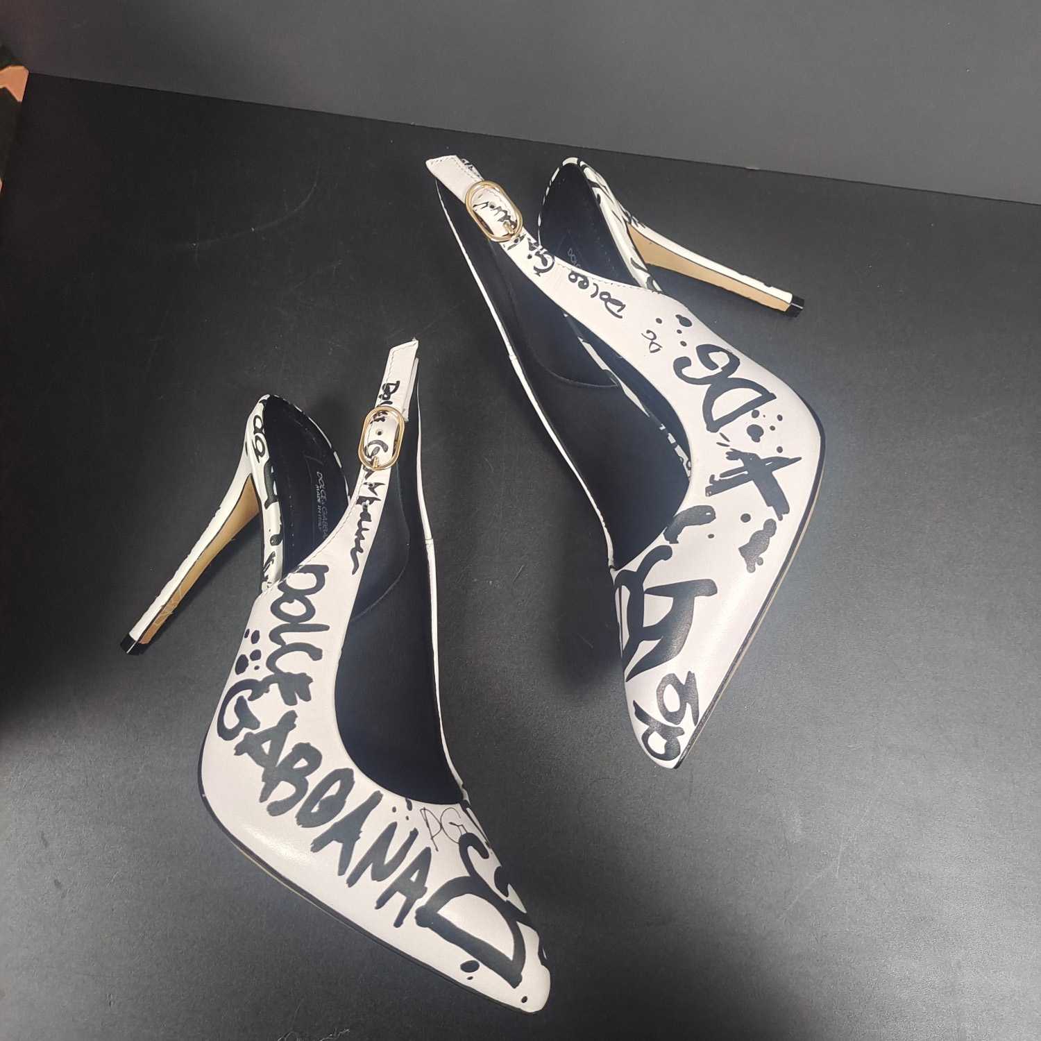 Dolce & Gabbana Calfskin Slingbacks With Logo Print - PerfectKickZ