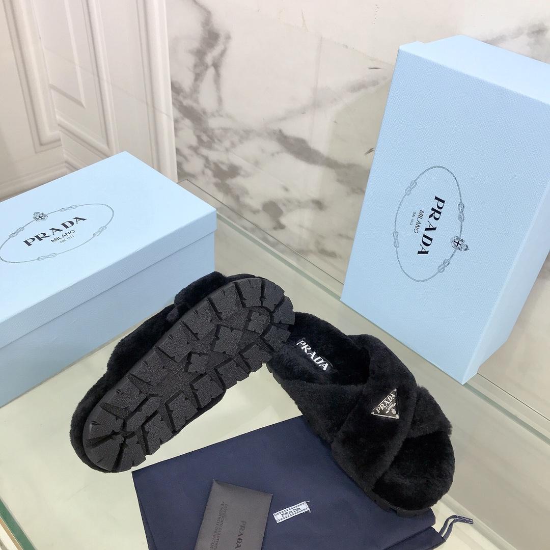 Prada Shearling Sandals - PerfectKickZ