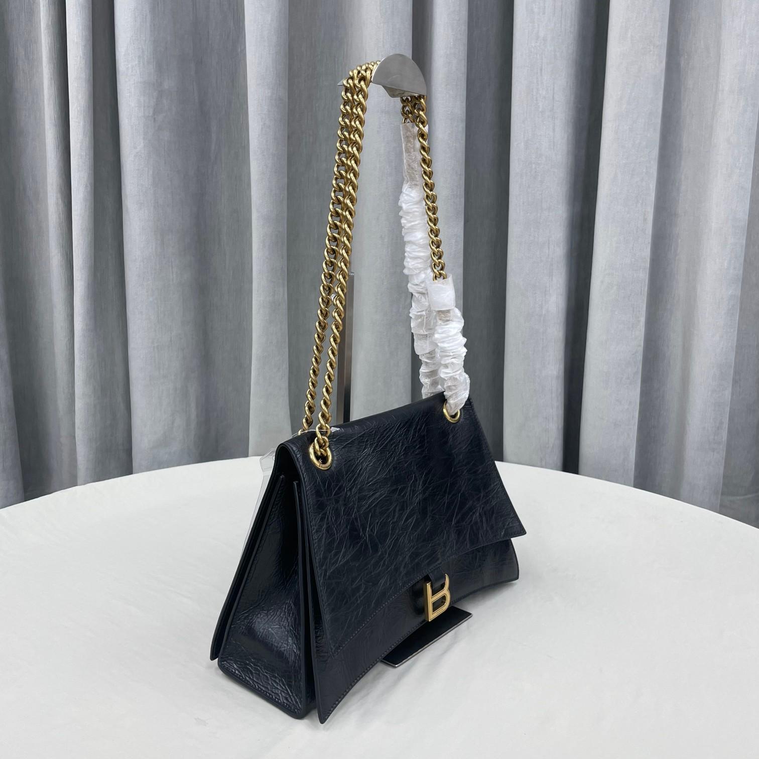Balenciaga Women's Crush Large Chain Bag In Black(31-20-12cm) - PerfectKickZ
