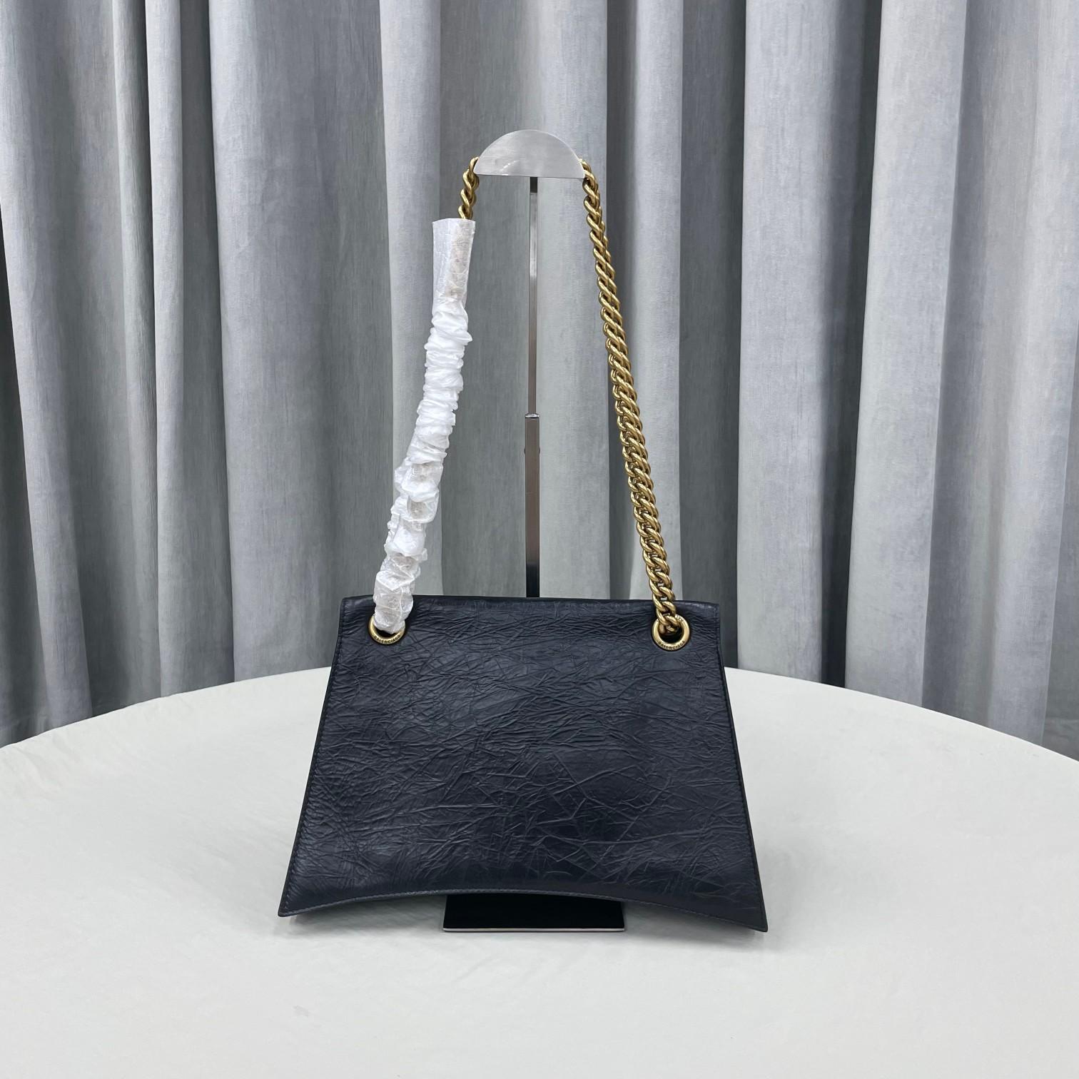 Balenciaga Women's Crush Large Chain Bag In Black(31-20-12cm) - PerfectKickZ