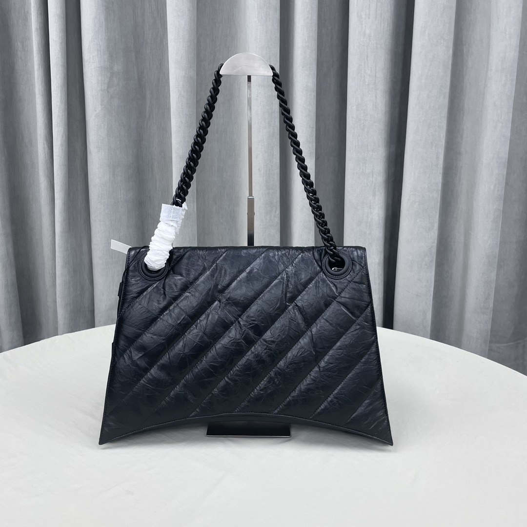 Balenciaga Women's Crush Large Chain Bag Quilted In Black(40-11-25cm) - PerfectKickZ