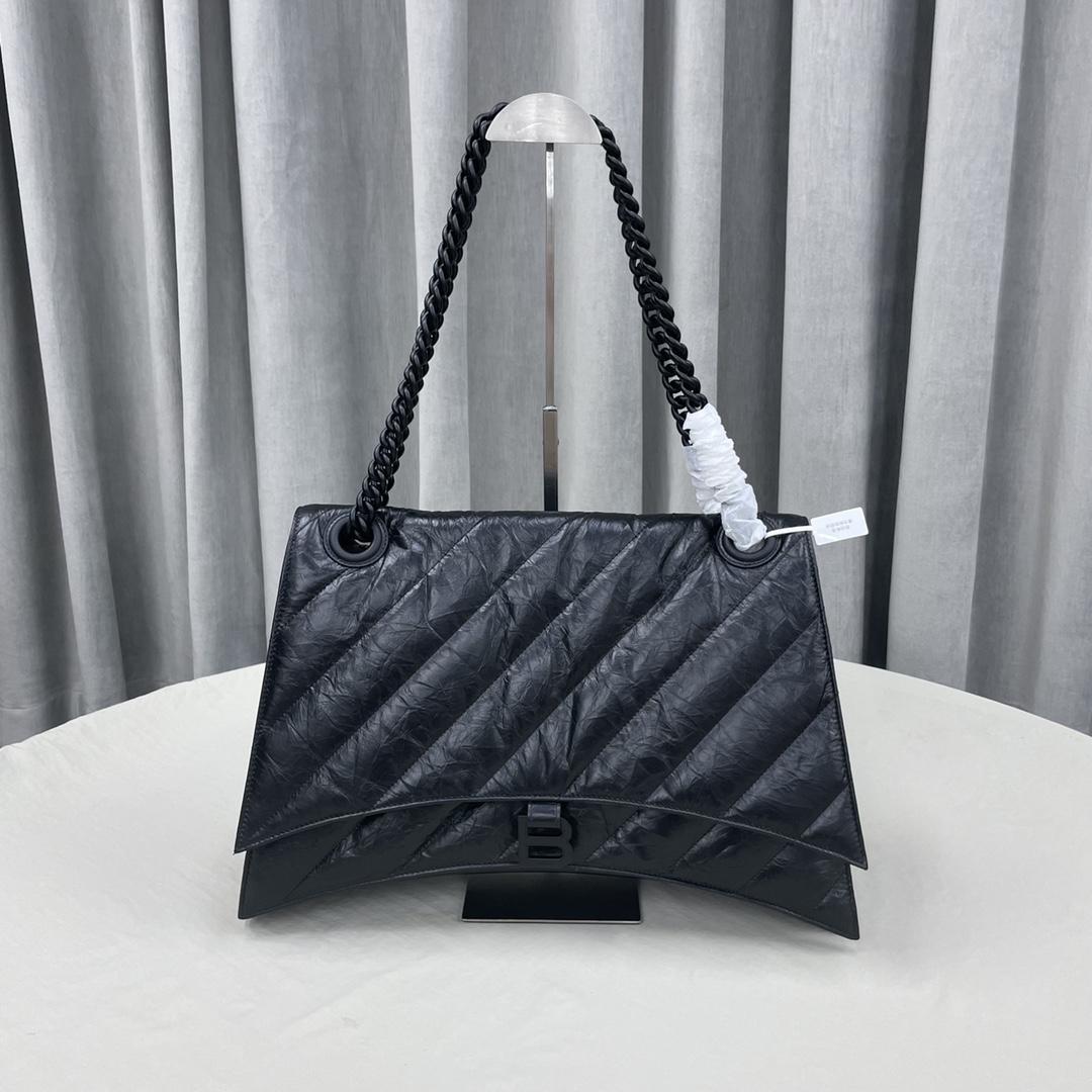 Balenciaga Women's Crush Large Chain Bag Quilted In Black(40-11-25cm) - PerfectKickZ