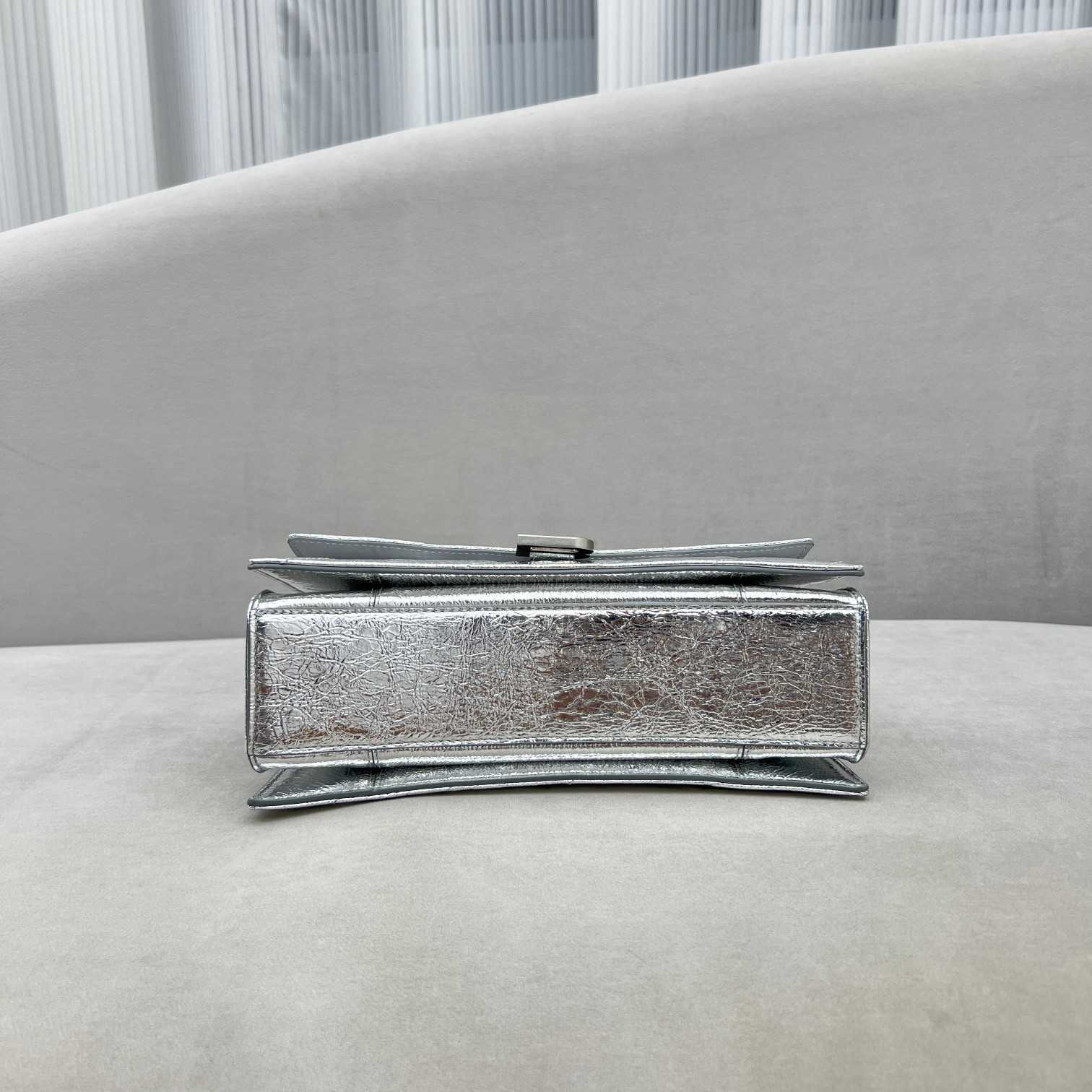 Balenciaga Women's Crush Small Chain Bag Metallized Quilted In Silver (25-15-9.5cm) - PerfectKickZ
