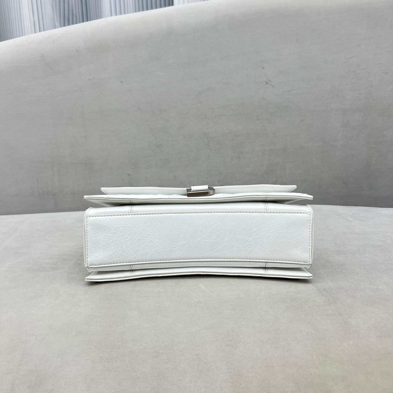 Balenciaga Women's Crush Small Chain Bag Quilted In Optic White(25-15-9.5cm) - PerfectKickZ