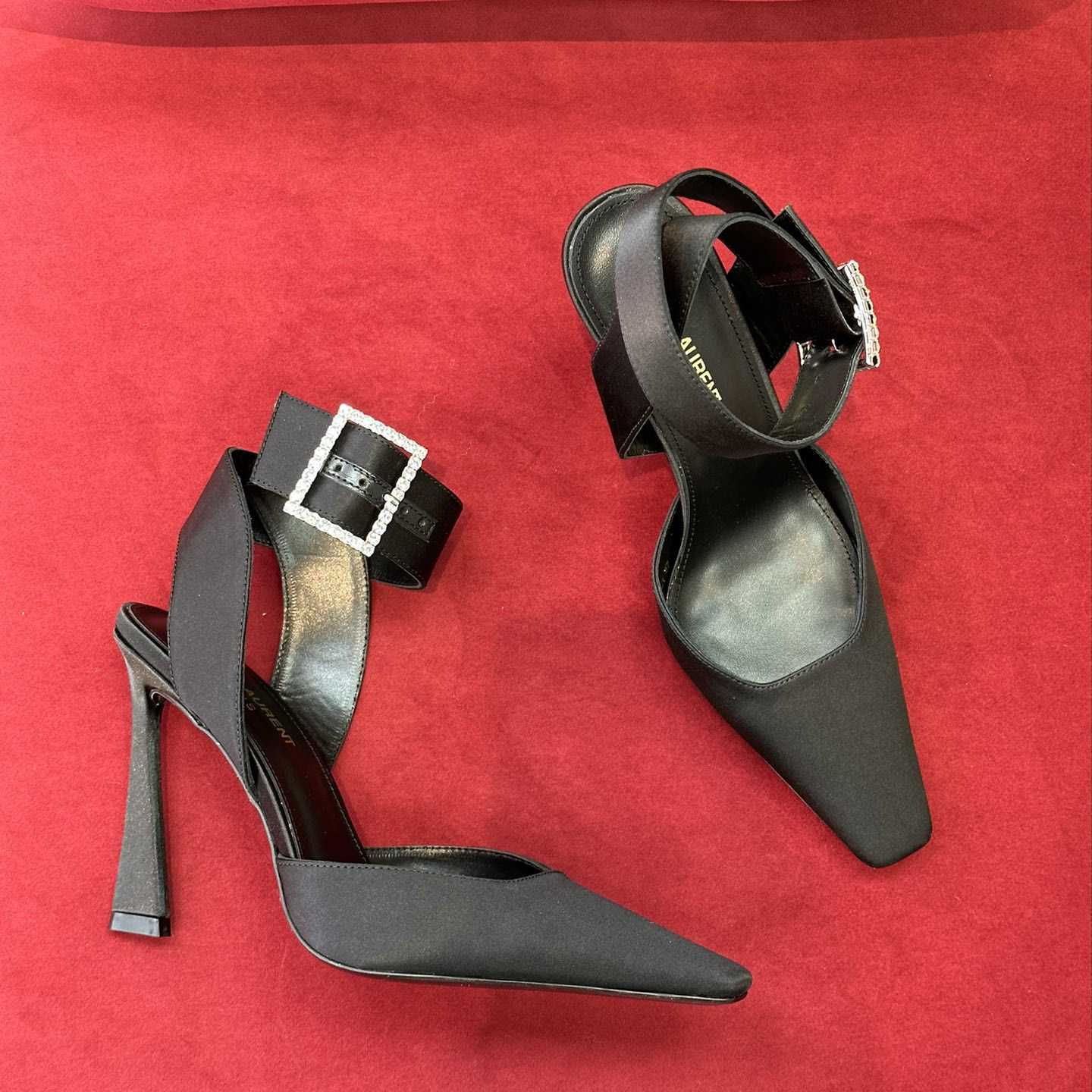 Saint Laurent Fanny Slingback Pumps In Crepe Satin - PerfectKickZ