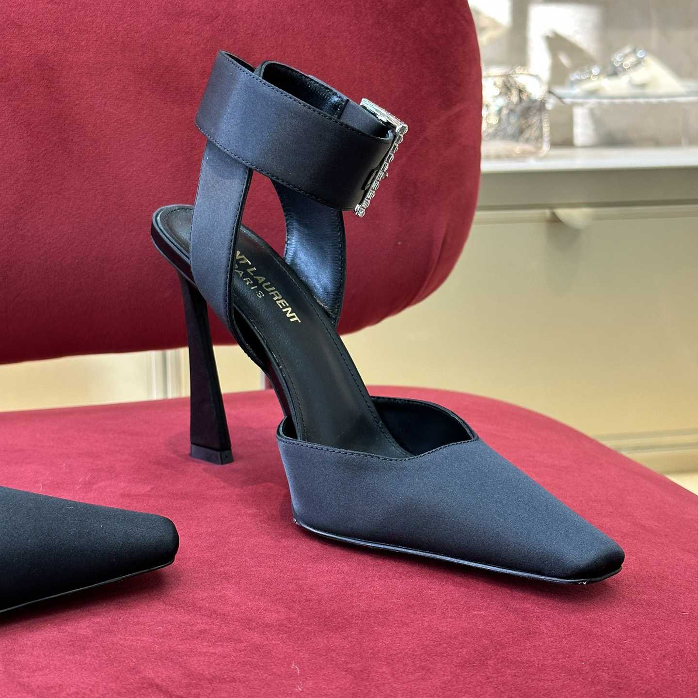 Saint Laurent Fanny Slingback Pumps In Crepe Satin - PerfectKickZ