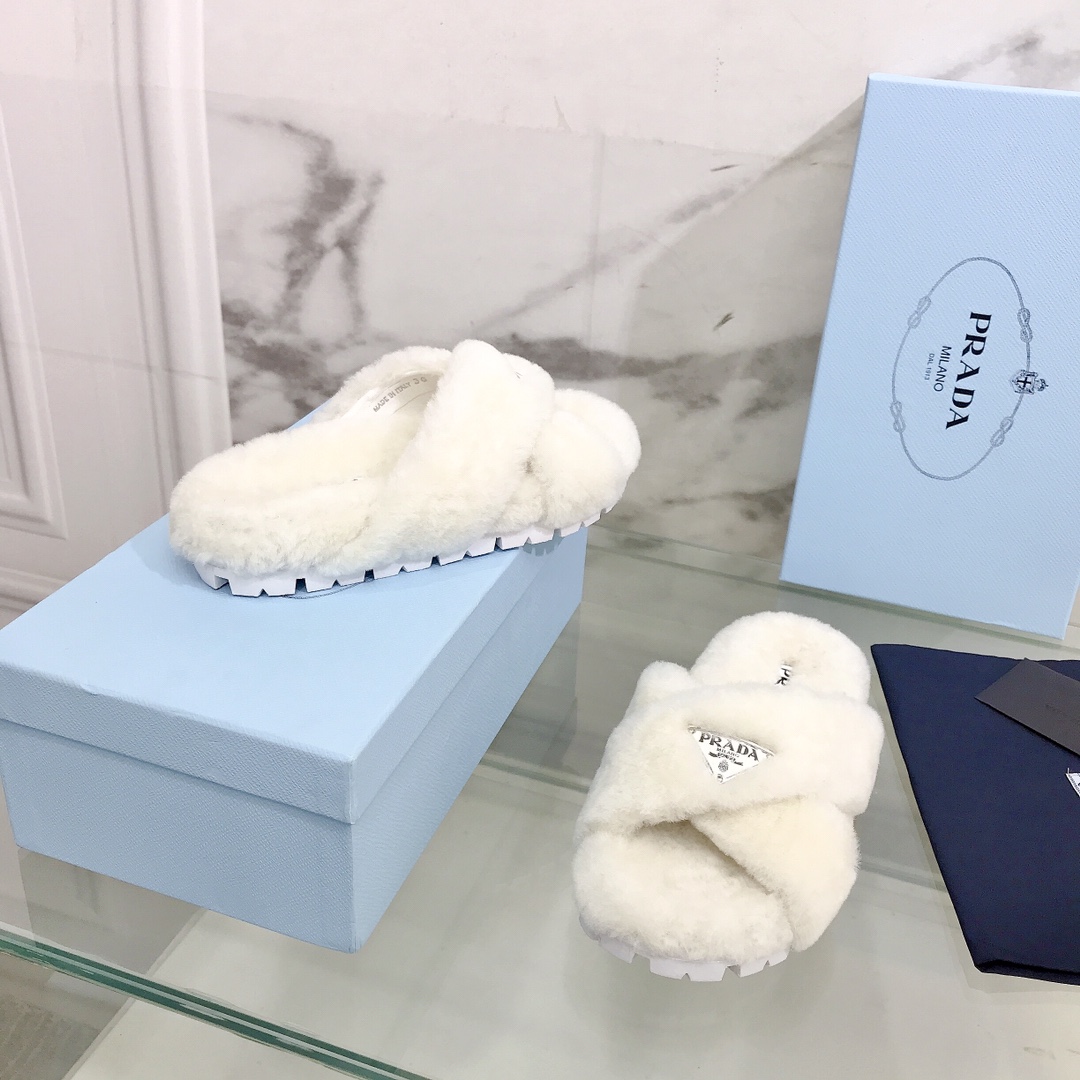 Prada Shearling Sandals - PerfectKickZ