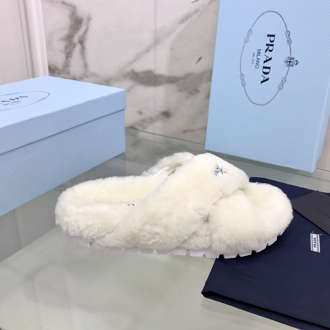 Prada Shearling Sandals - PerfectKickZ