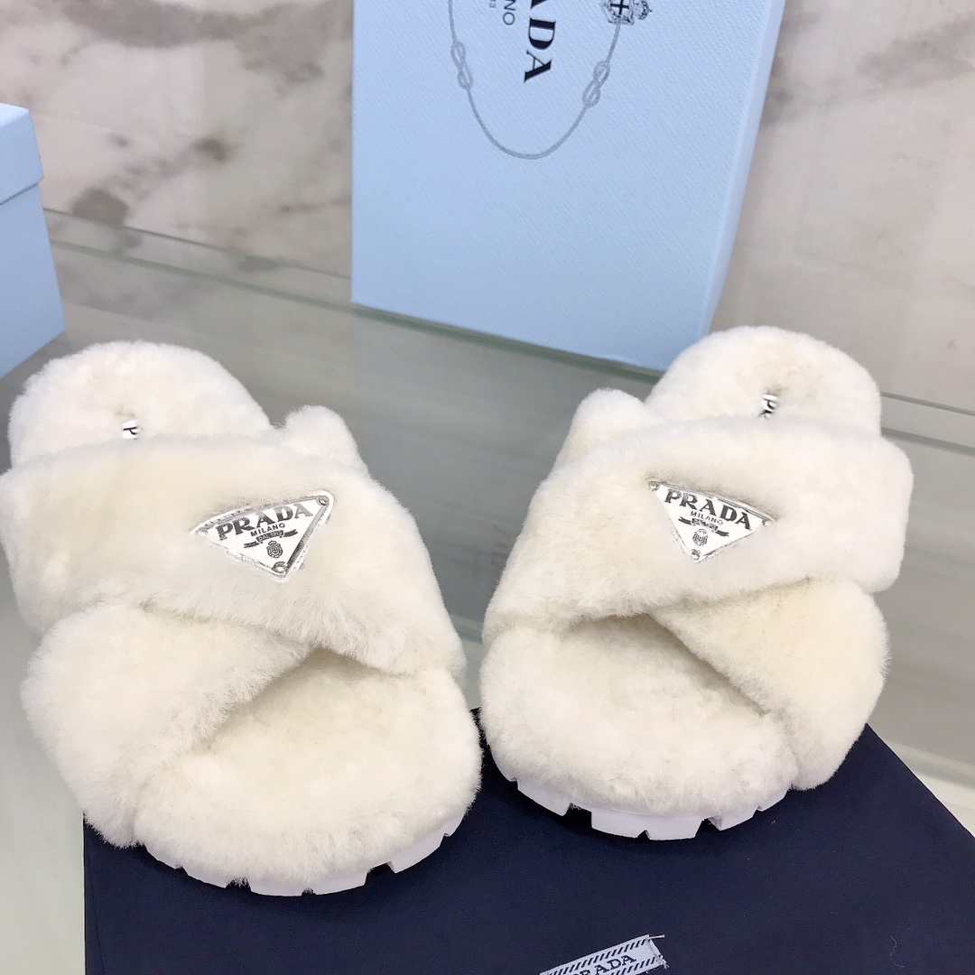 Prada Shearling Sandals - PerfectKickZ