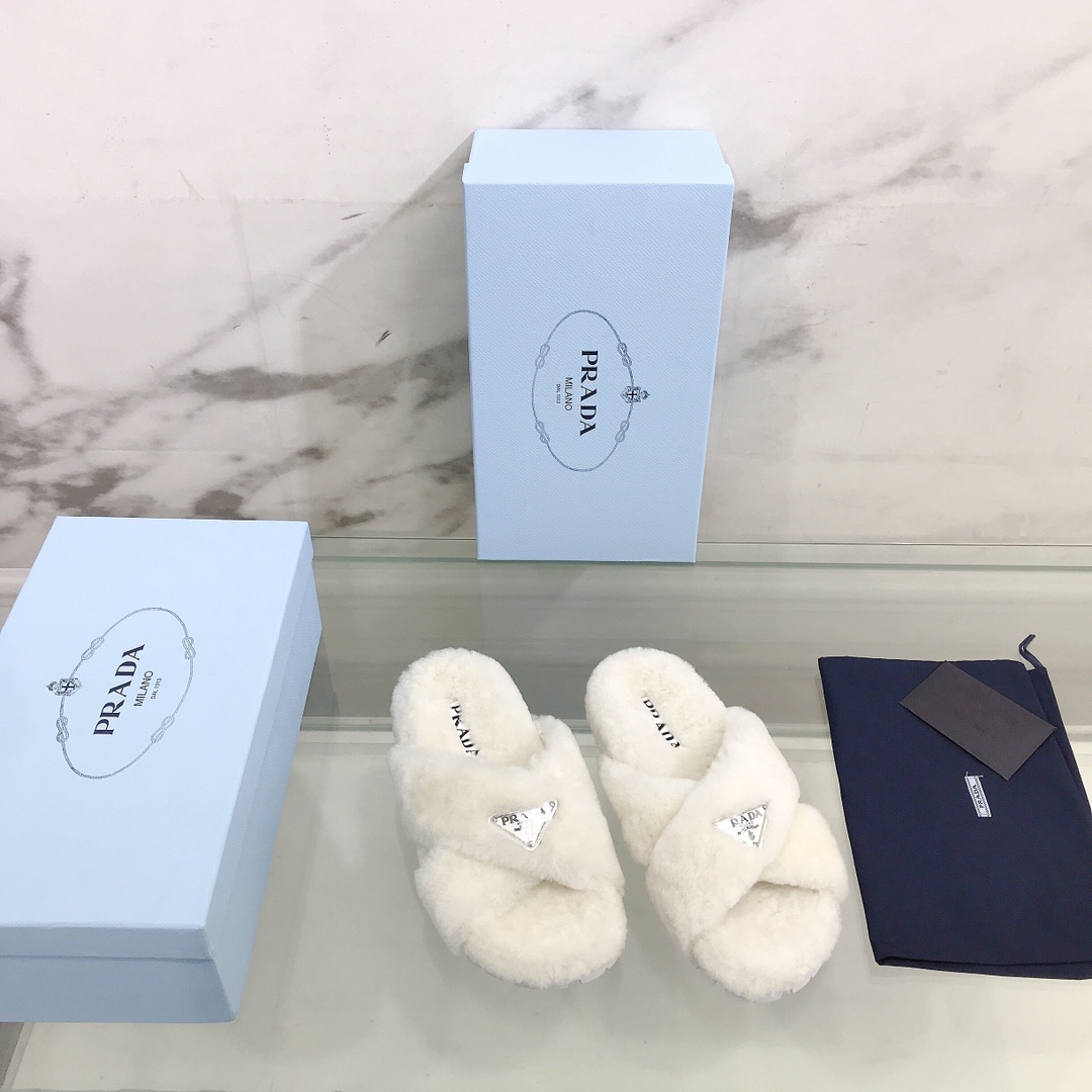 Prada Shearling Sandals - PerfectKickZ
