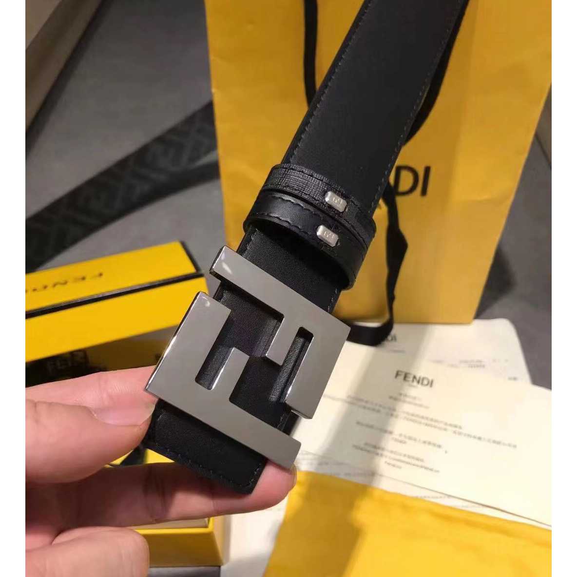 Fendi Black Leather Belt - PerfectKickZ