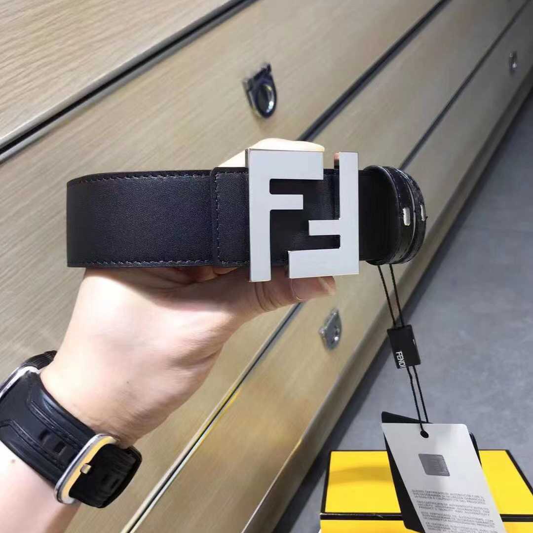 Fendi Black Leather Belt - PerfectKickZ