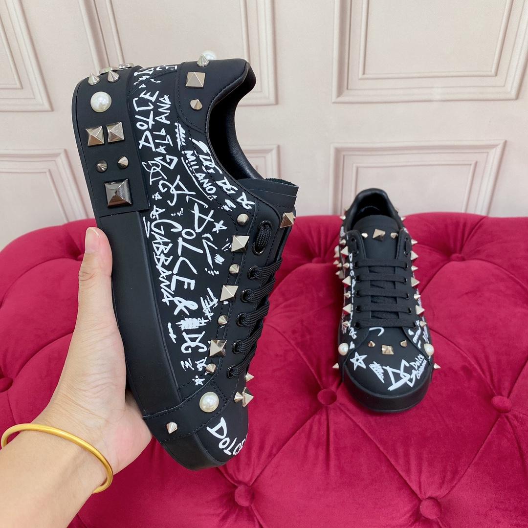 Dolce & Gabbana Calfskin Nappa Portofino Sneakers With Studs - PerfectKickZ
