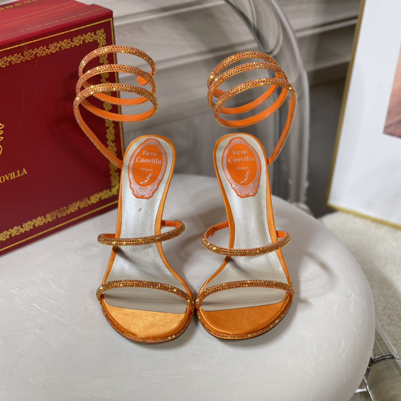 Rene Caovilla Cleo Crystal Orange Sandal - PerfectKickZ