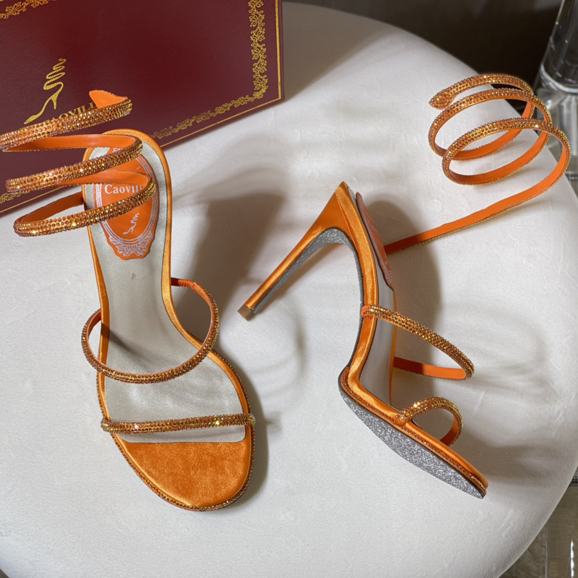 Rene Caovilla Cleo Crystal Orange Sandal - PerfectKickZ