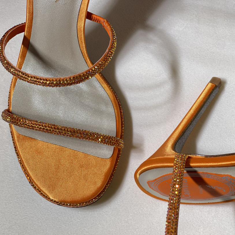 Rene Caovilla Cleo Crystal Orange Sandal - PerfectKickZ